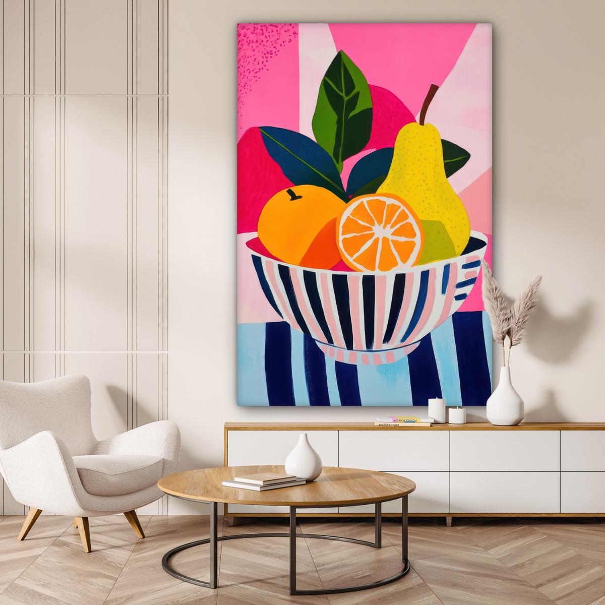 LEINWANDBILD Obst - Abstrakter Hintergrund - Rosa Deko Groß 90x140 cm - Pink, Textil (90/140cm) - MuchoWow