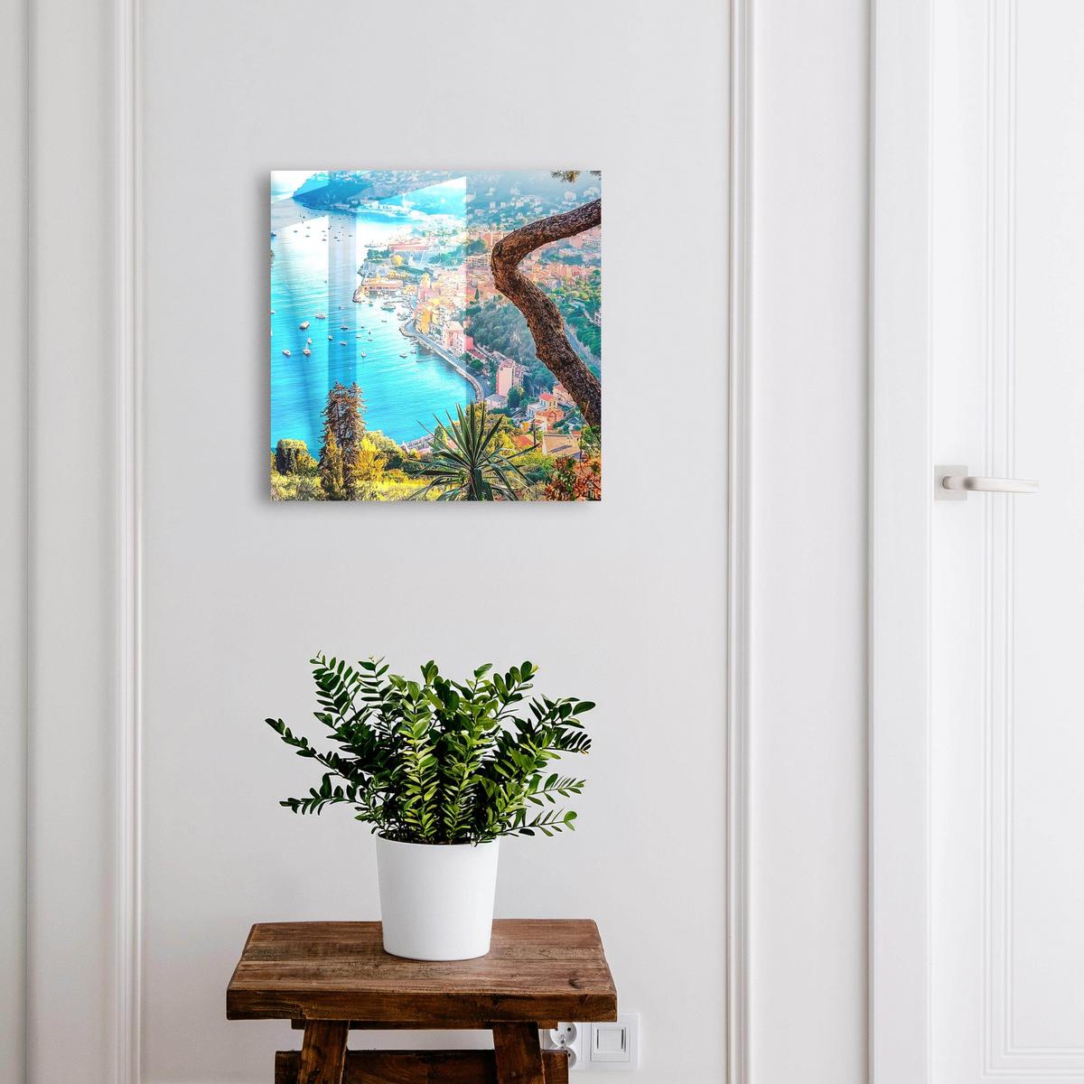 SCHLÜSSELBOX Schwarz 30x30 cm- Türöffnung nach rechts - Ferienlandschaft - Blau, Metall (30/30/5cm) - TULUP