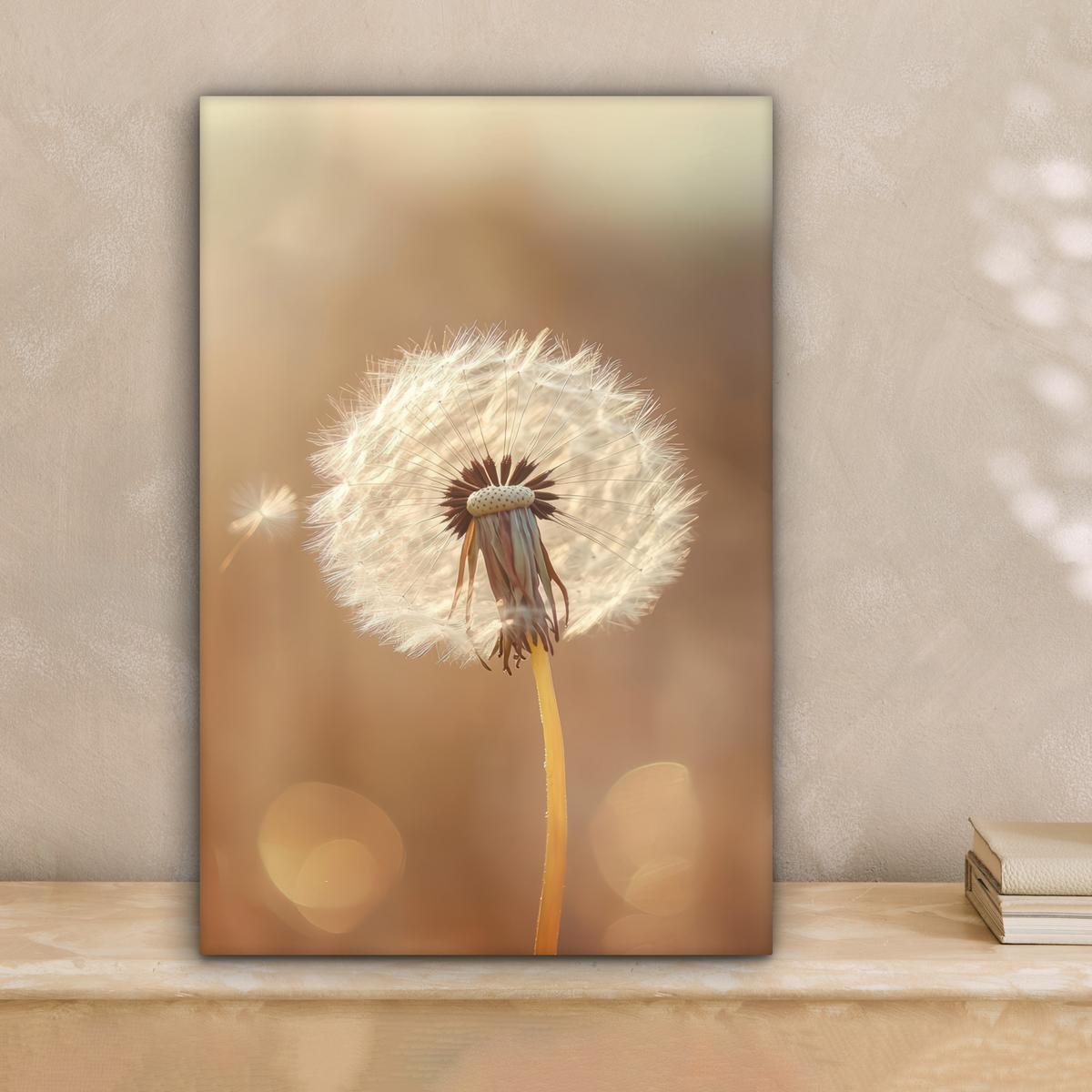 LEINWANDBILD Löwenzahn - Beige - Natur - Blume Deko Wohnzimmer 20x30 cm - Hellbraun, Textil (20/30cm) - MuchoWow