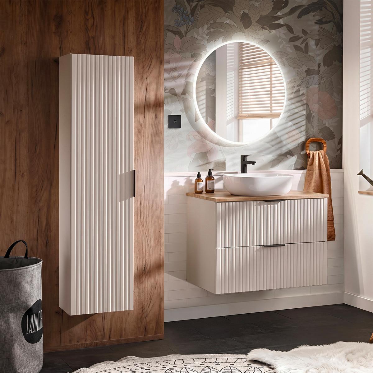 BADMÖBEL 80.6cm Adriel 2er-Set Beige - Beige, Holzwerkstoff (80.6/59/46cm) - Petits-meubles