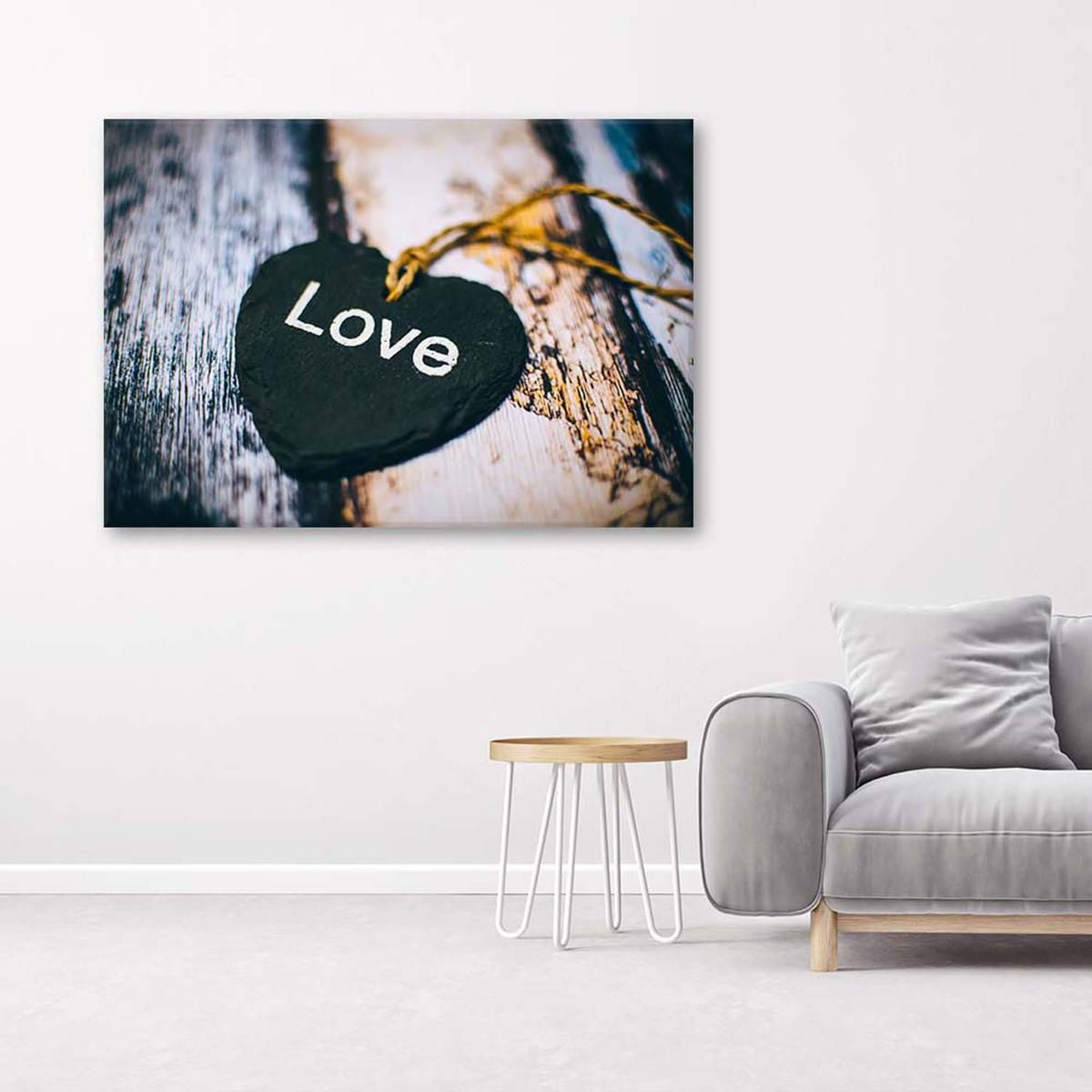 LEINWANDBILD Anhänger mit Love-Inschrift 120x80cm - Braun, Textil (120/80cm) - Feeby