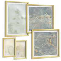 BILDER SET 5er Set - 50x50 cm & 20x30 cm & 40x60 cm Goldrahmen - Pastellfarben auf Aquarellleinwand - Goldfarben, Kunststoff (40/60cm) - TULUP