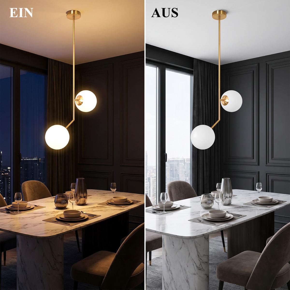 PENDELLEUCHTE Aelvin 41/15/90 cm - Goldfarben/Weiß, Glas/Metall (41/15/90cm) - ZMH