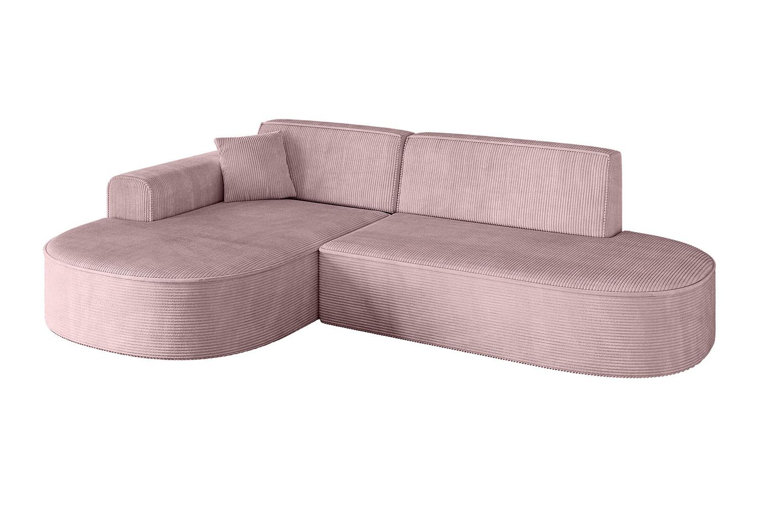 ECKSOFA Ottomane Links MARI-L1 - 243x171x79 cm Rosa Cord - Schwarz/Rosa, Holzwerkstoff/Kunststoff (163/234cm) - ALTDECOR