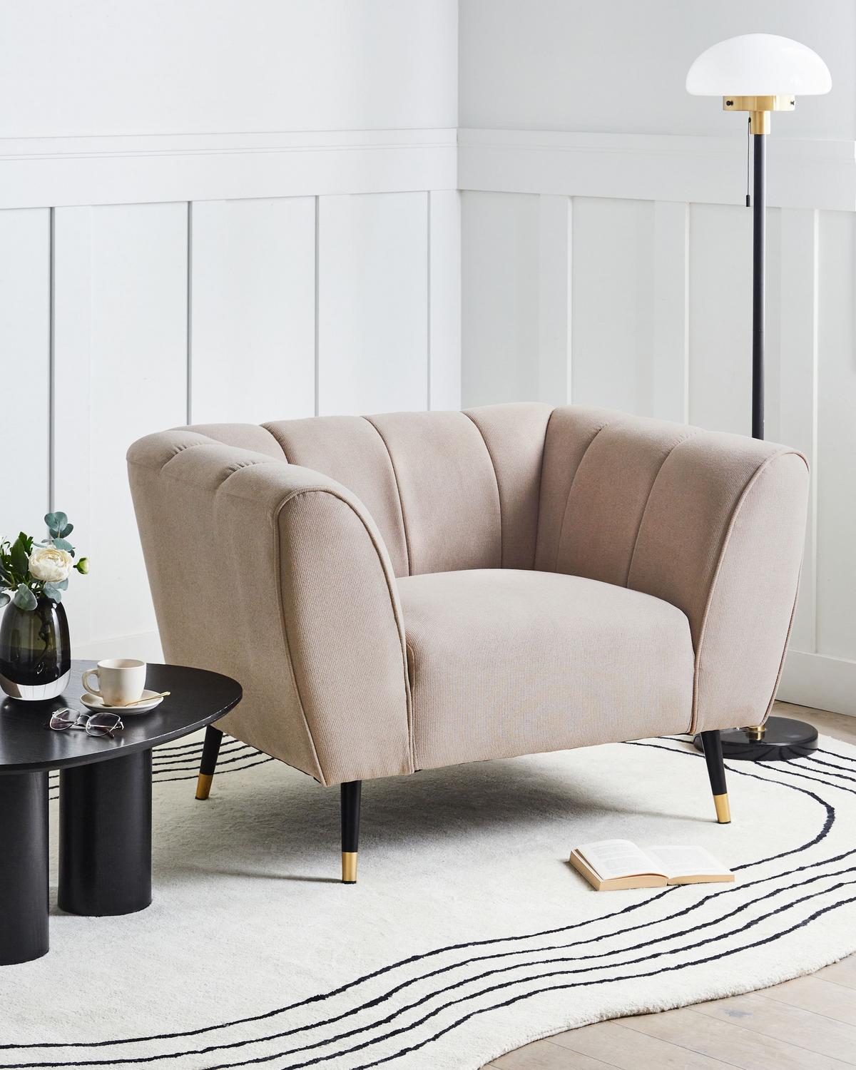 SESSEL Taupe Orsta - Taupe/Goldfarben, Textil (112/73/85cm) - Beliani