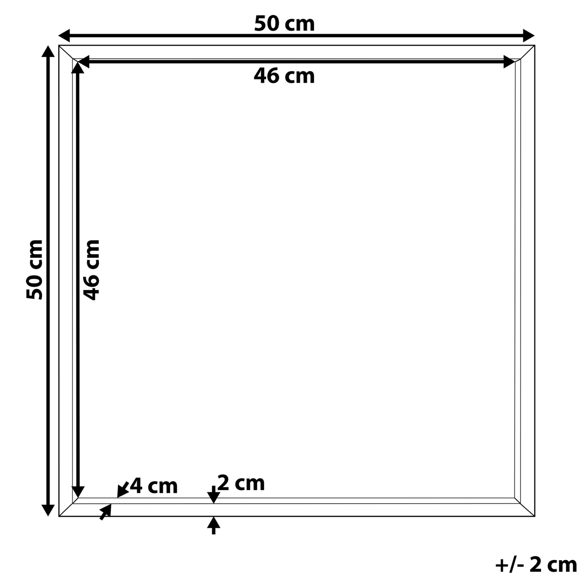 WANDSPIEGEL schwarz quadratisch 50/50 cm Brignoles - Schwarz, Kunststoff (50/50/4cm) - Beliani