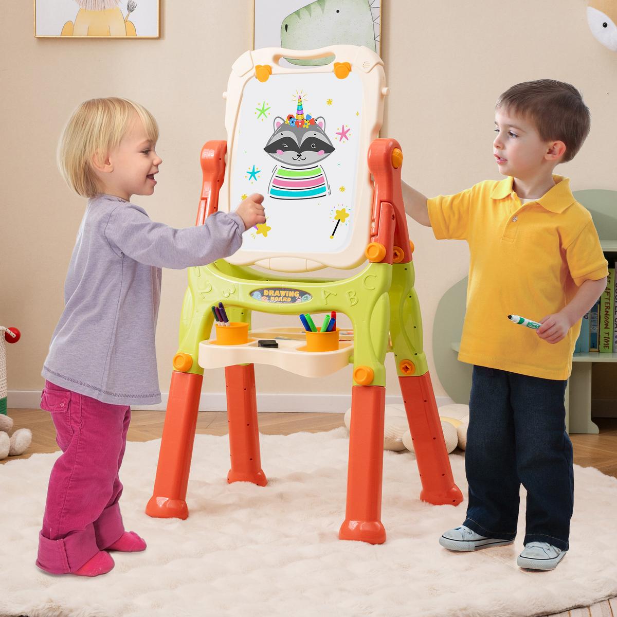 KINDERTAFEL Mehrfarbig - Rot/Multicolor, Kunststoff (61/109/48cm) - COSTWAY