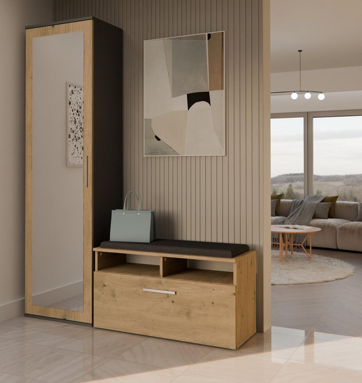 GARDEROBENSCHRANK Anthrazit, Artisan 50/180/35 - Anthrazit, Holzwerkstoff (50/180/35cm) - RAUMHIRSCH FURNITURE