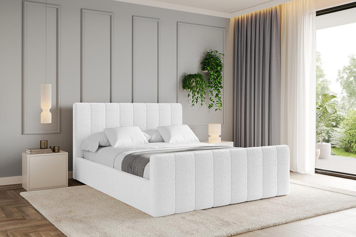 POLSTERBETT mit Bettkasten, Fußteil und Lattenrost, Boxbett mit Matratze H3/H4 - STERA-Z 160x200 Weiß - Weiß, Holzwerkstoff/Textil (160/200cm) - ALTDECOR