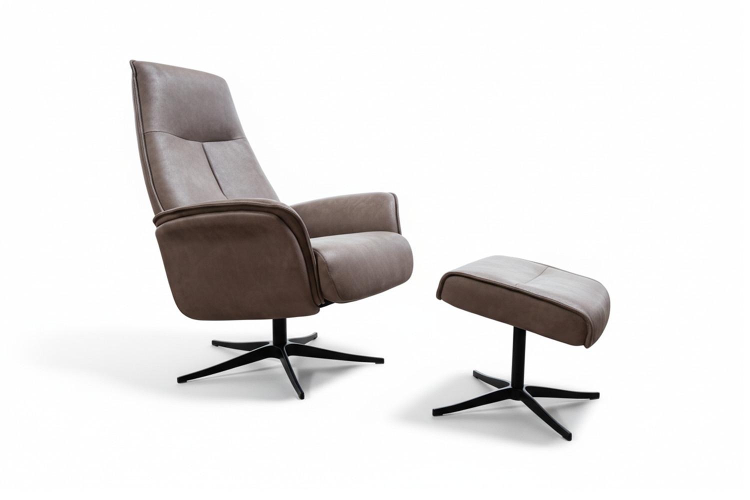 RELAXSESSEL JOSIANE Anthrazit Lederfaserstoff Relaxfunktion - Anthrazit/Schwarz, Leder/Metall (78/107/87cm) - KAWOLA