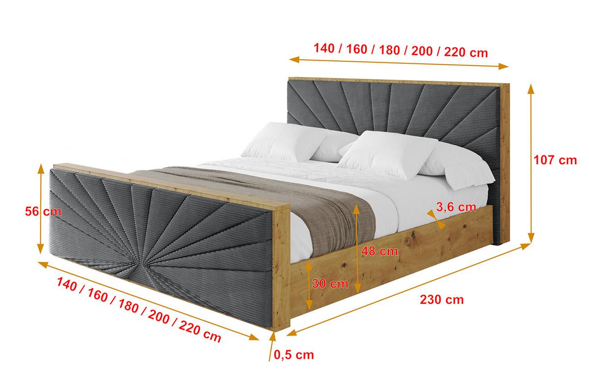 POLSTERBETT mit Bettkasten, Fußteil und Lattenrost, Boxbett mit Matratze H3/H4 - ENZO6-Z 120x200 Dunkelgrau - Anthrazit, Holzwerkstoff/Textil (120/200cm) - ALTDECOR