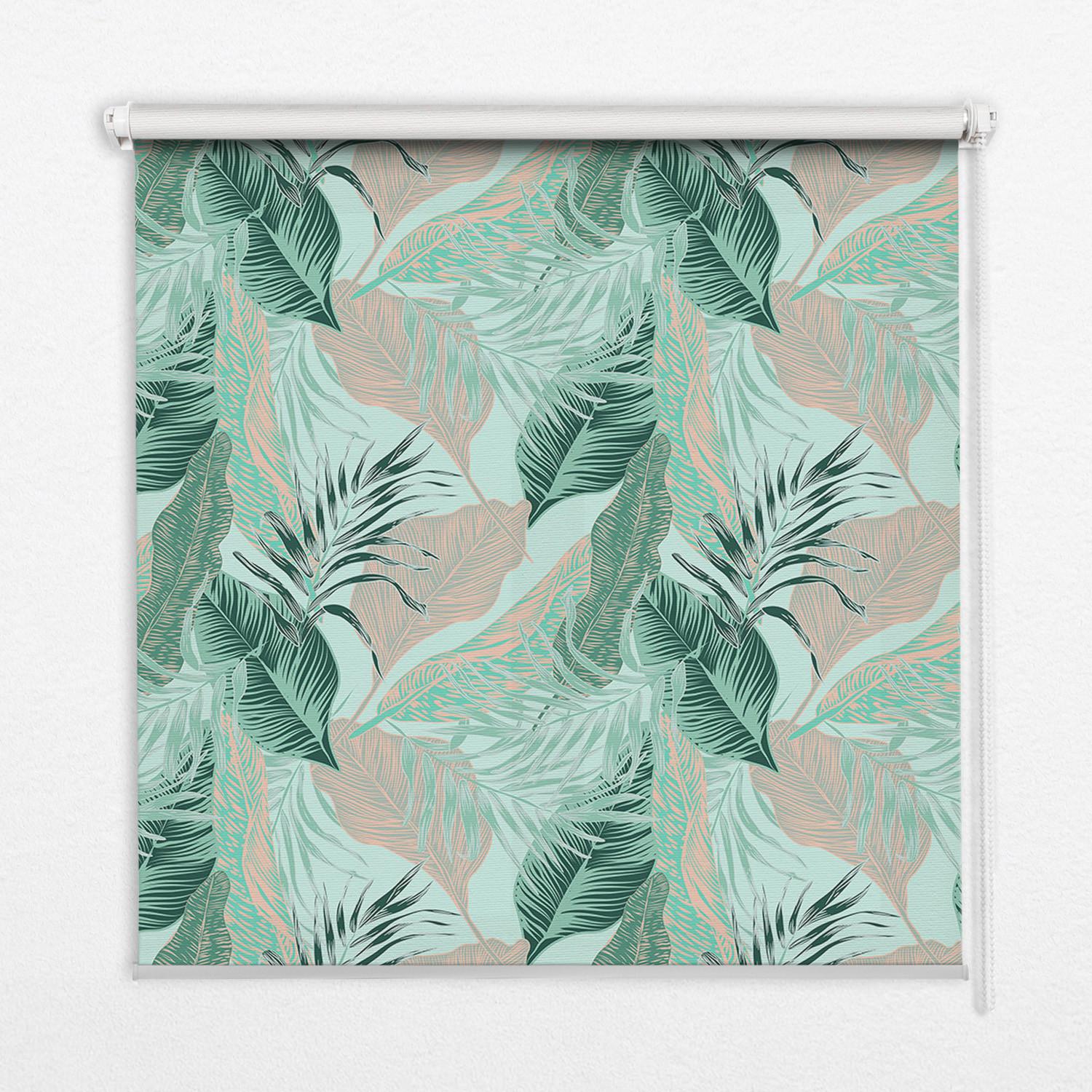 VERDUNKELUNGSROLLO 70x140 cm Tropische Blätter - Blau, Textil (70/140cm) - TULUP