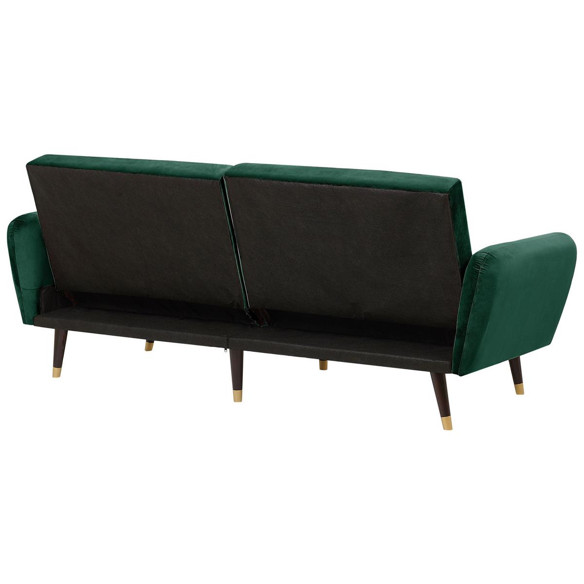 3-SITZER-SCHLAFSOFA Samtstoff Smaragdgrün Vimmerby - Smaragdgrün, Textil (212/90/80cm) - Beliani