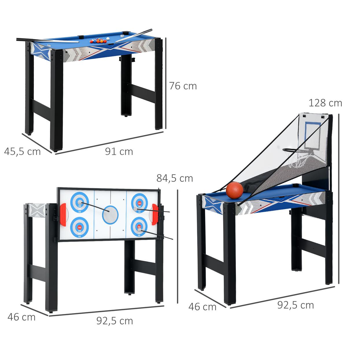 MINI-MULTIGAME-SPIELTISCH MDF Blau Schwarz - Blau, Holzwerkstoff - SPORTNOW