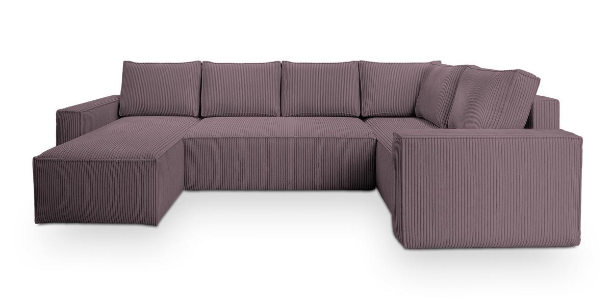 WOHNLANDSCHAFT NORENA R-S Lila Kordstoff mit Schlaffunktion - Lila, Holz (295/85/157.5cm) - MASSENO