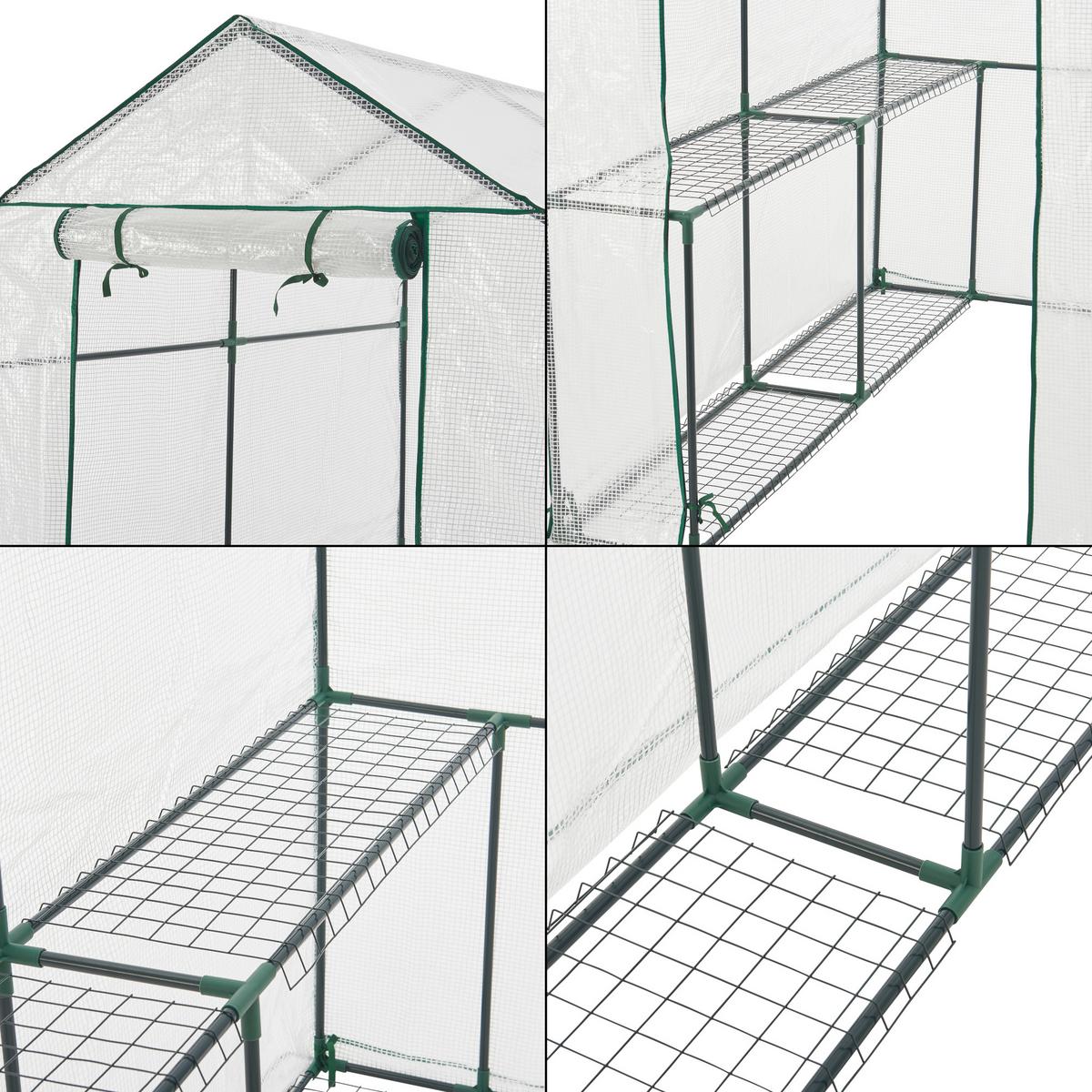 GEWÄCHSHAUS Oosterhout - Transparent/Weiß, Kunststoff (120/190/186cm) - [en.casa]