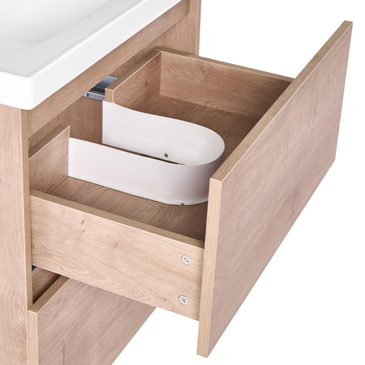 WASCHBECKENUNTERSCHRANK wandmontiertk mit Waschbecken Hellbraun Lagoa - Hellbraun, Holzwerkstoff (60/60/50cm) - Beliani