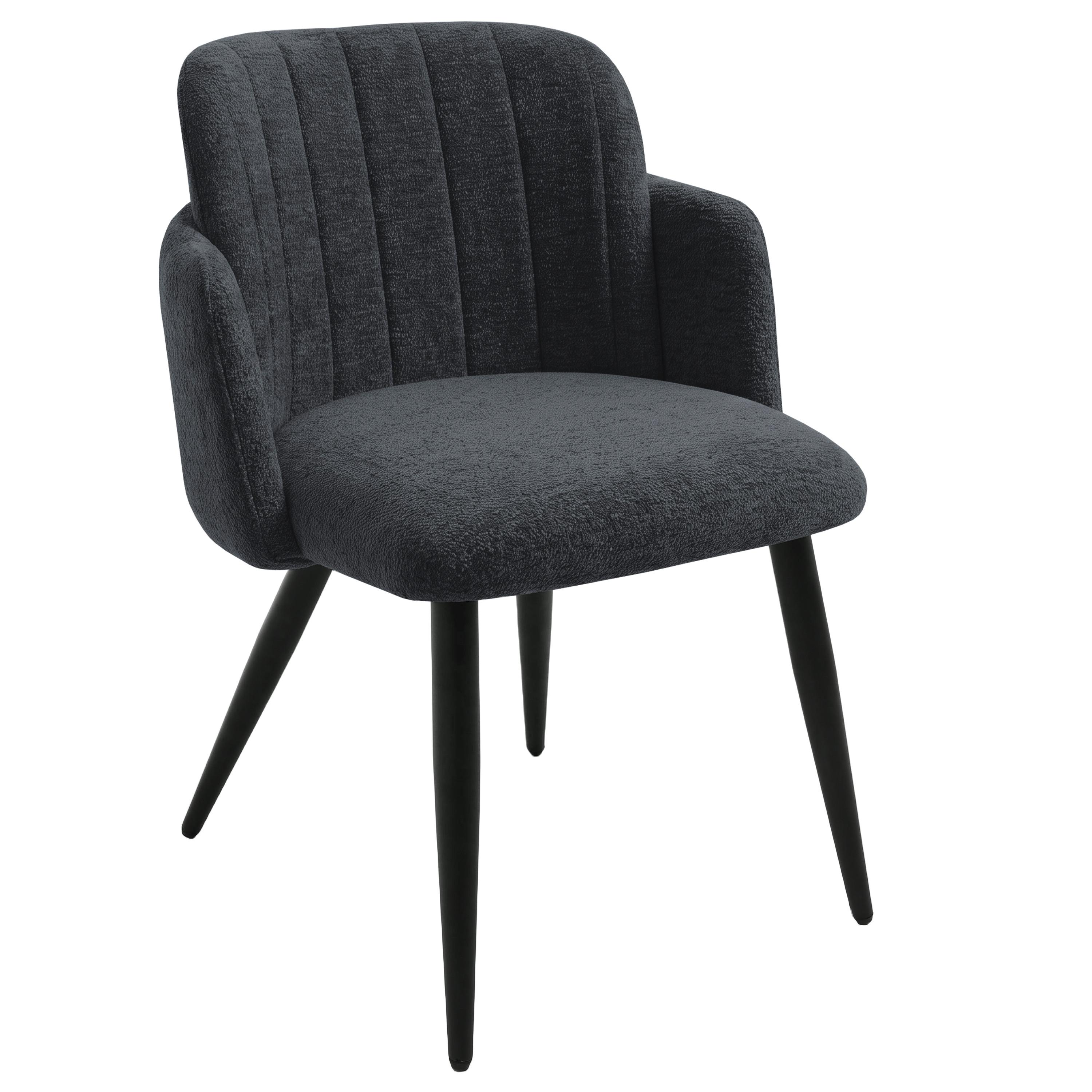 ARMLEHNENSTUHL Velto im Bouclestoff mit Metallbeinen, Anthrazit - Anthrazit/Schwarz, Metall (55/77/51cm) - Beautysofa