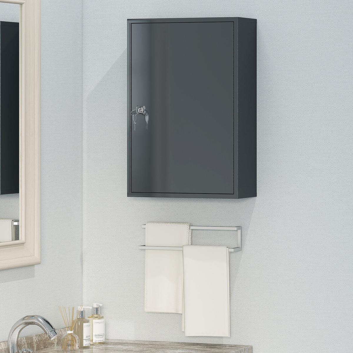 MEDIZINSCHRANK Metall Grau - Grau, Metall (18/60/40cm) - Kleankin