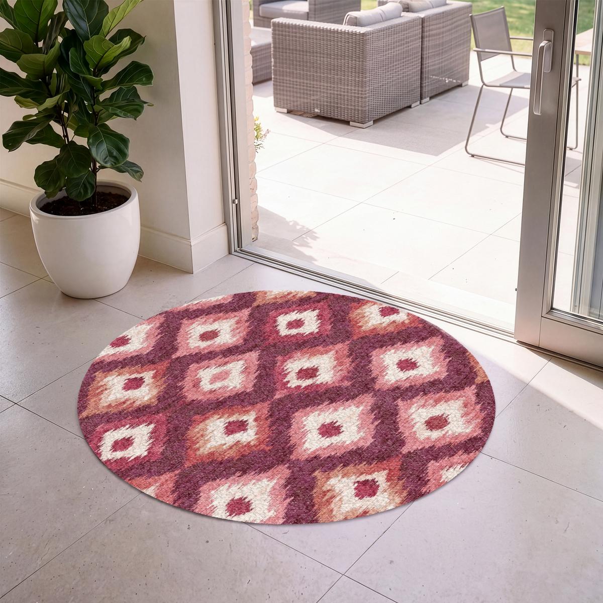 FUSSMATTE Diamantformen - Rosa - Muster - Textur Flurteppich 120x120 cm - Beere, Kunststoff (120/0.4cm) - MuchoWow