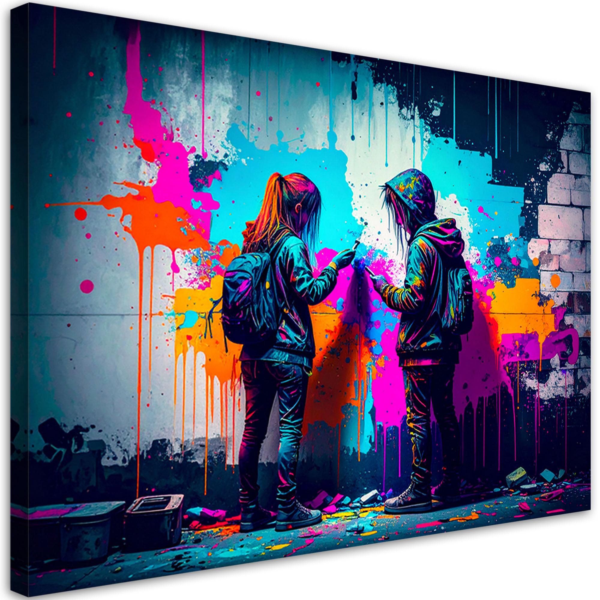 LEINWANDBILD Graffiti Street Art 120x80cm - Multicolor, Textil (120/80cm) - Feeby