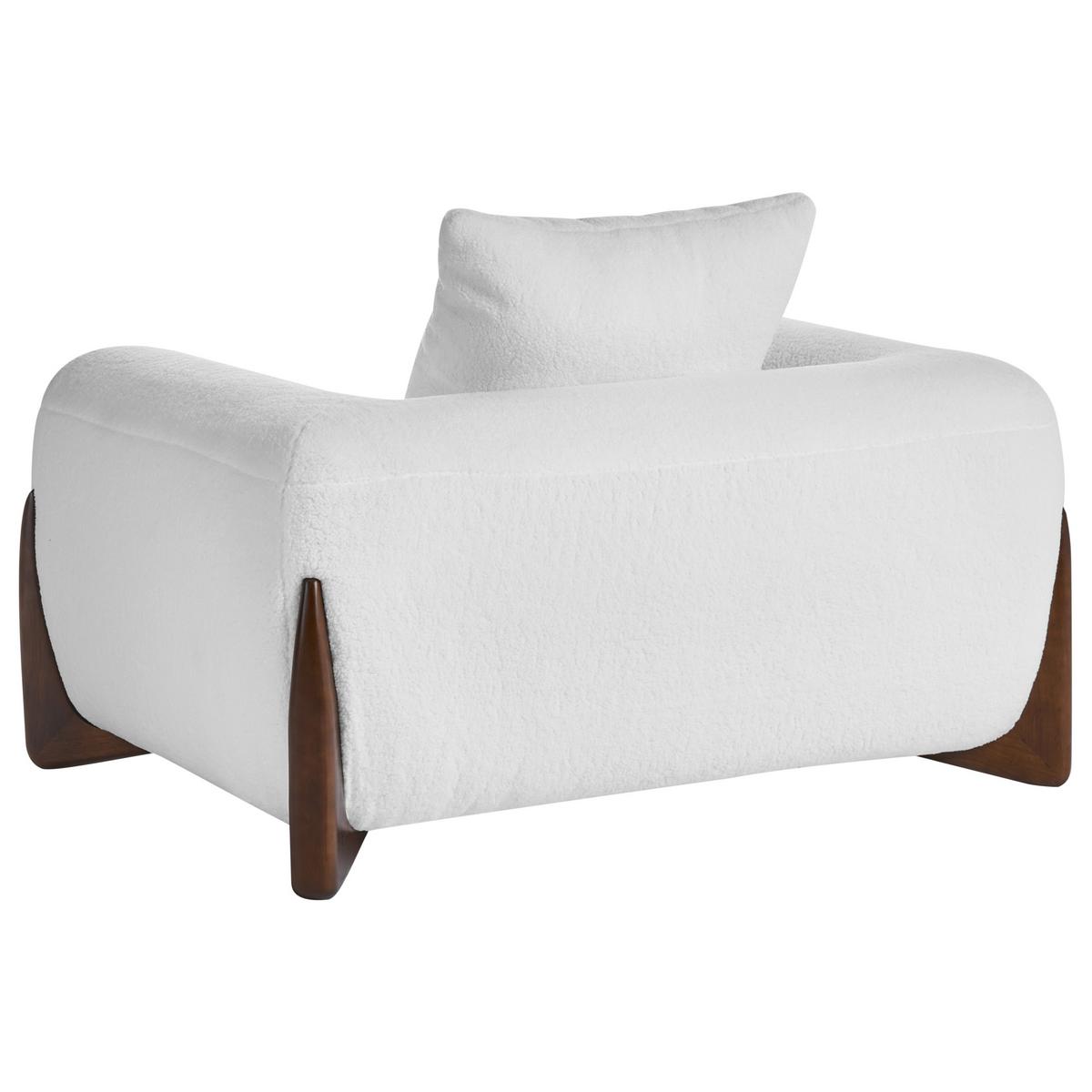 SESSEL Bouclé Weiß Vinliden - Weiß/Braun, Holz/Textil (118/62/87cm) - Beliani