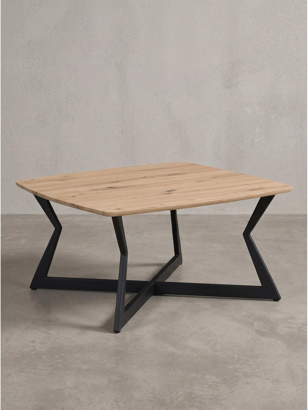 COUCHTISCH PRAIANO, MDF, in Eichenoptik, Eiche-Schwarz, 75 x 75 x 40 cm - Schwarz/Braun, Holzwerkstoff/Metall (75/75/40cm) - KADIMA DESIGN