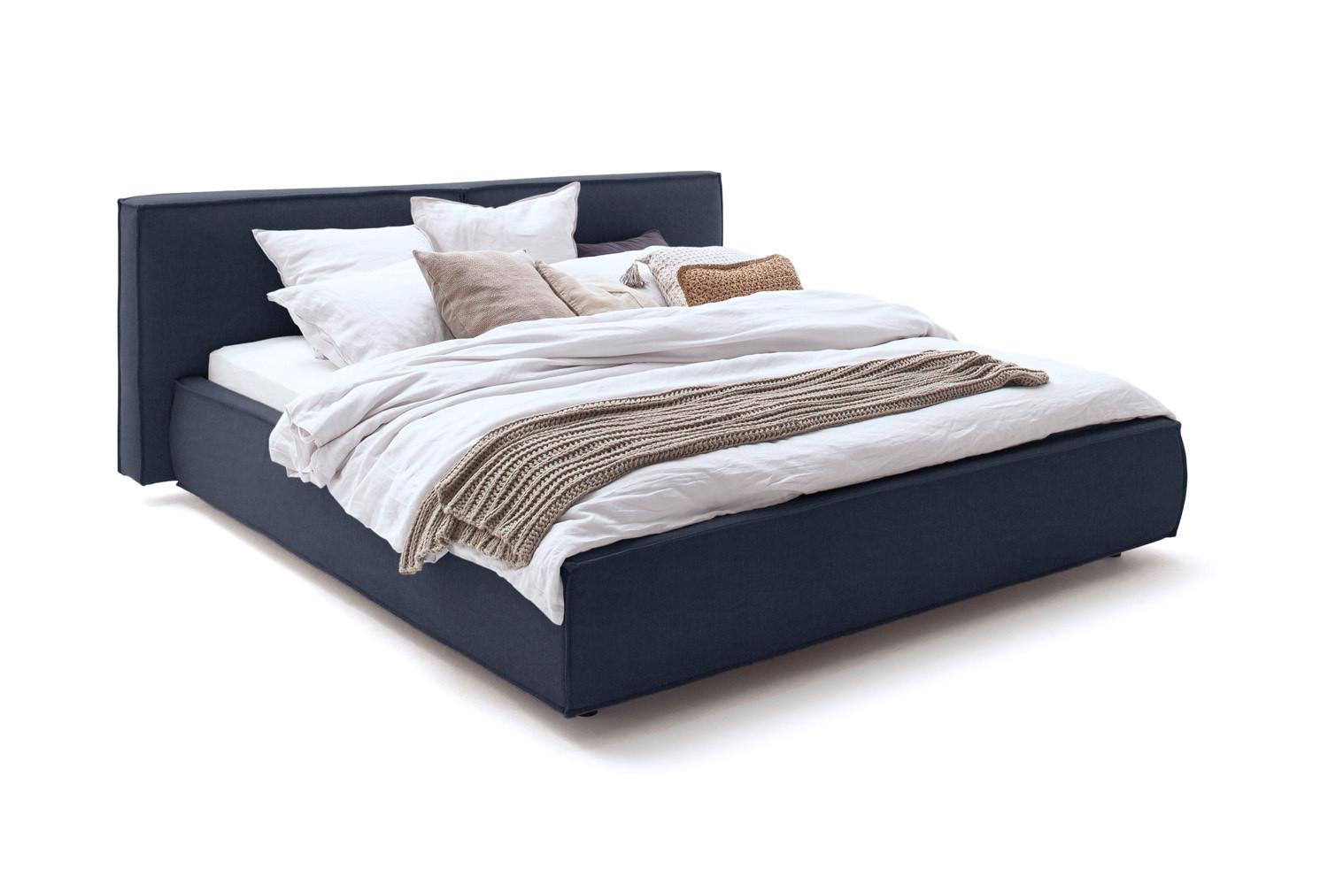POLSTERBETT CARLO Blau Flachgewebe - Blau/Dunkelblau, Textil (160/200cm) - KAWOLA