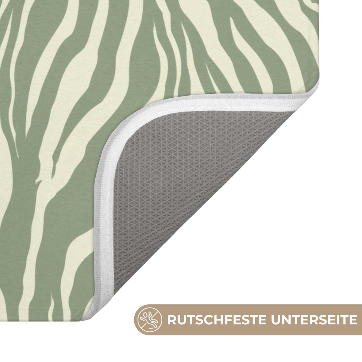 BADEMATTE Zebra - Motiv - Grün 60x40 cm - Salbeigrün, Textil (60/40cm) - OnlyWow