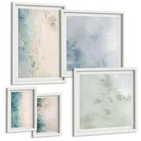 BILDER SET 5er Set - 50x50 cm & 20x30 cm & 40x60 cm Weißer Rahmen - Aquarell-Leinwandstil - Weiß, Kunststoff (40/60cm) - TULUP