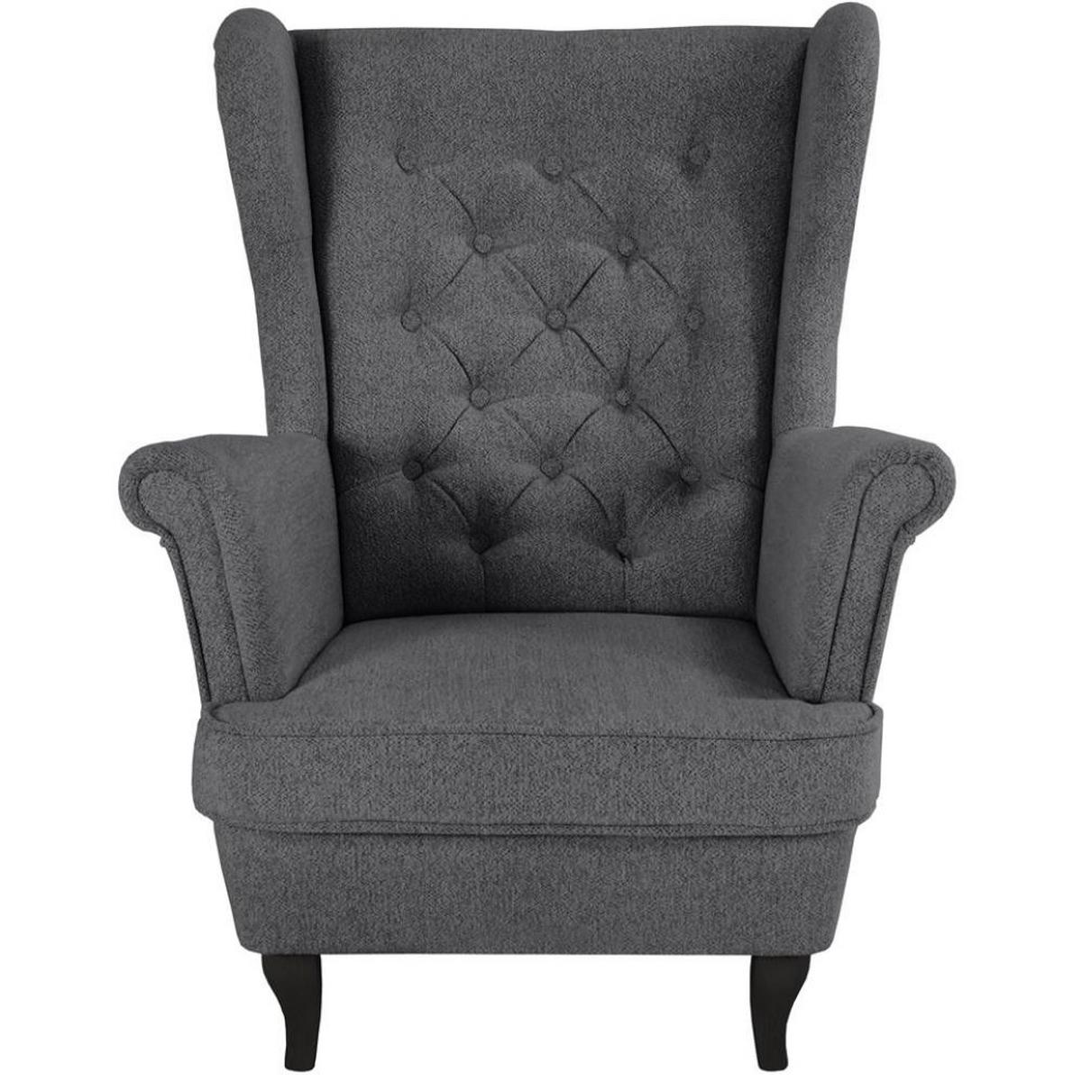 CHESTERFIELD-SESSEL Falco dunkelgrau mit Wenge Holzbeinen - Anthrazit, Holz/Textil (82/102/92cm) - Beautysofa