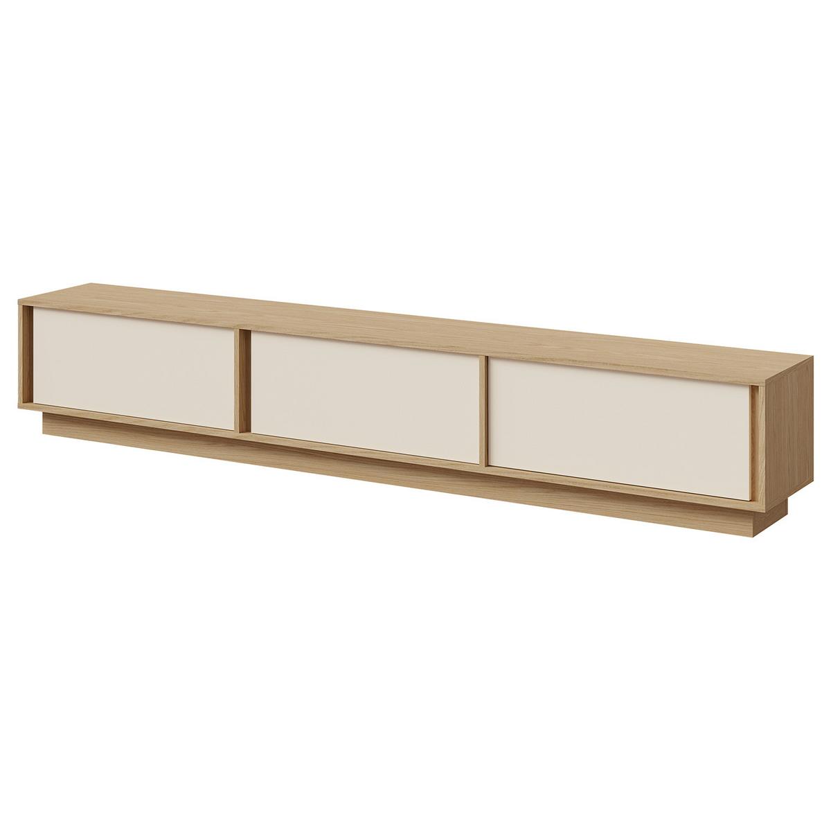 WOHNWAND Vero 2-teilig Wohnzimmer-Set mit TV-Lowboard und Hochschrank, Frühlingseiche + Macadamia - Kaschmir/Eichefarben, Holzwerkstoff (230/185/35cm) - Beautysofa