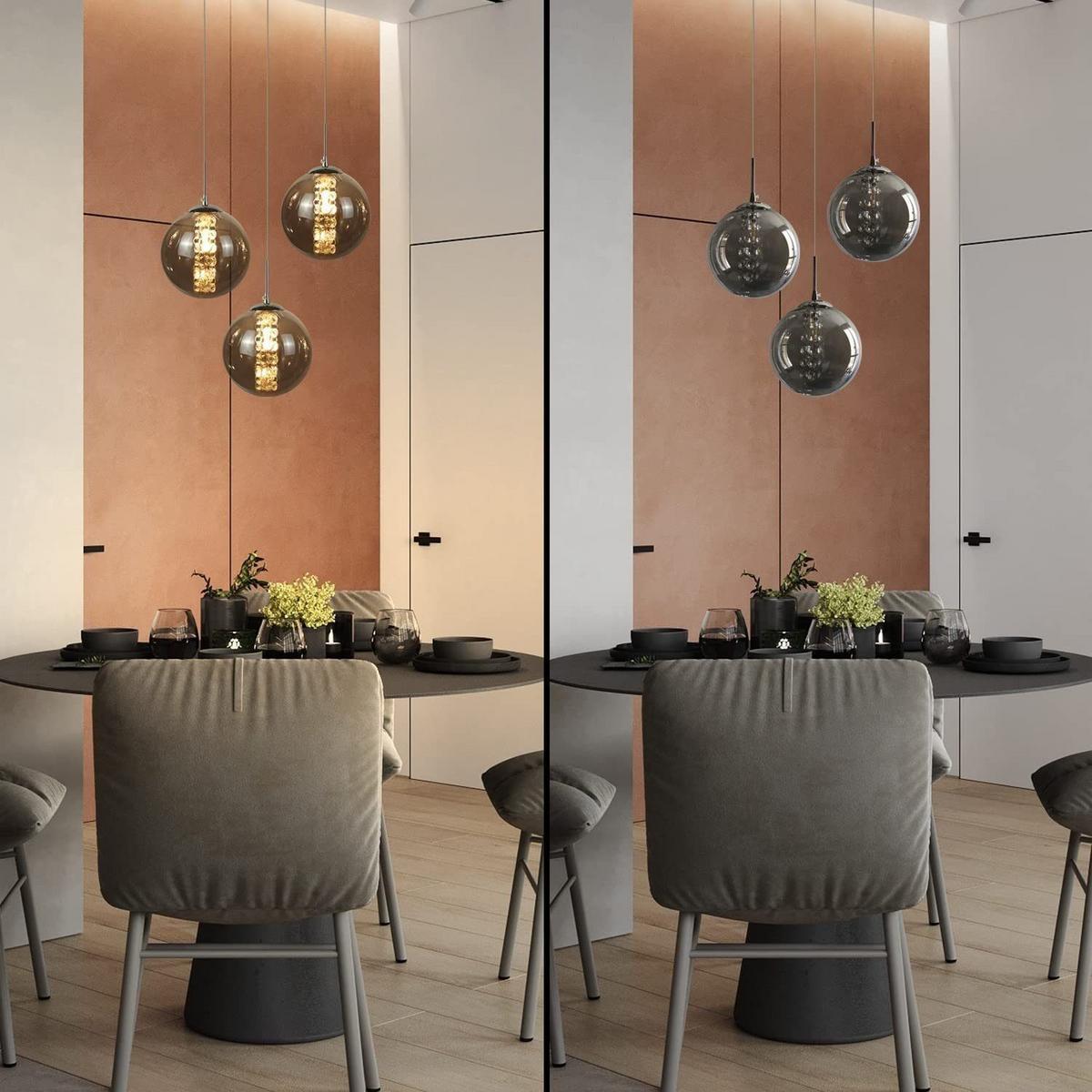 PENDELLEUCHTE Energie 3-flammig 30/30/150 cm - Grau, Glas (30/30/150cm) - Nettlife