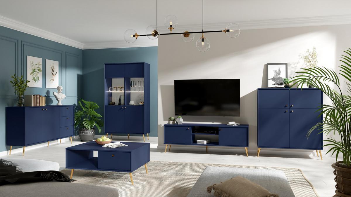 COUCHTISCH Dunkelblau 87/43,2/66 - Dunkelblau, Holzwerkstoff (66/87/43cm) - RAUMHIRSCH FURNITURE