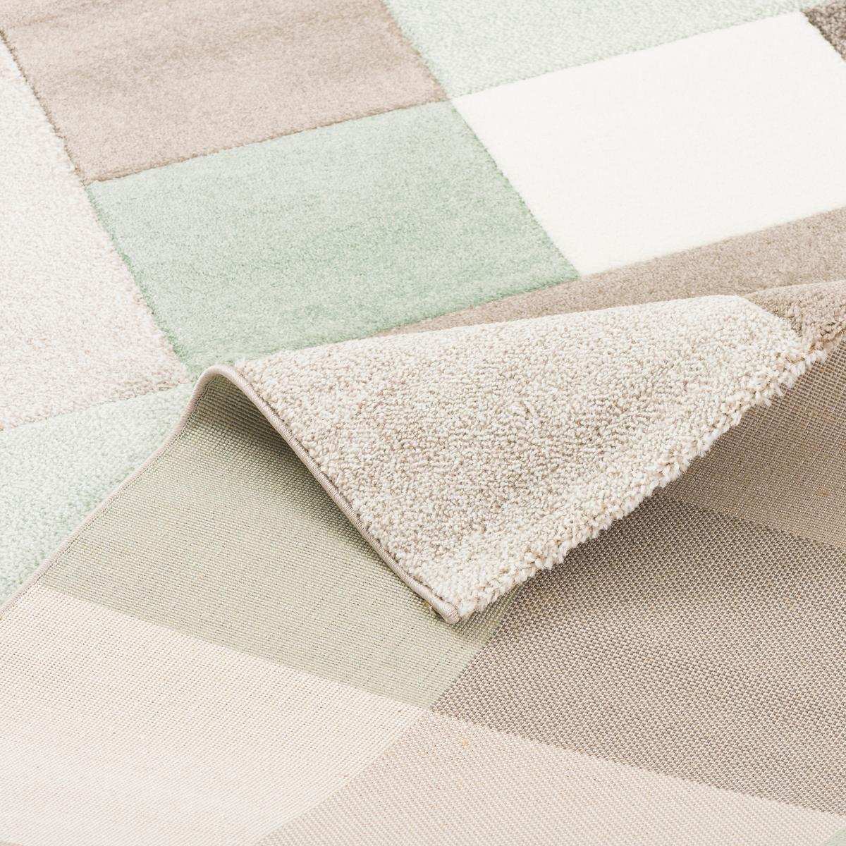 DESIGNER TEPPICH MAUI PASTELL GRÜN BEIGE KARO - Beige/Grün, Textil (80/150cm) - Pergamon