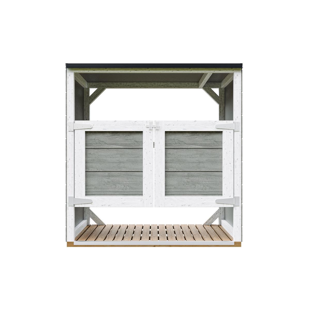 MÜLLTONNENBOX 2er 240L, M980A-TUNDRA GREY, aus wetterfestem LP Smartside Holz - Grau, Holz (153/159/75cm) - Timbela