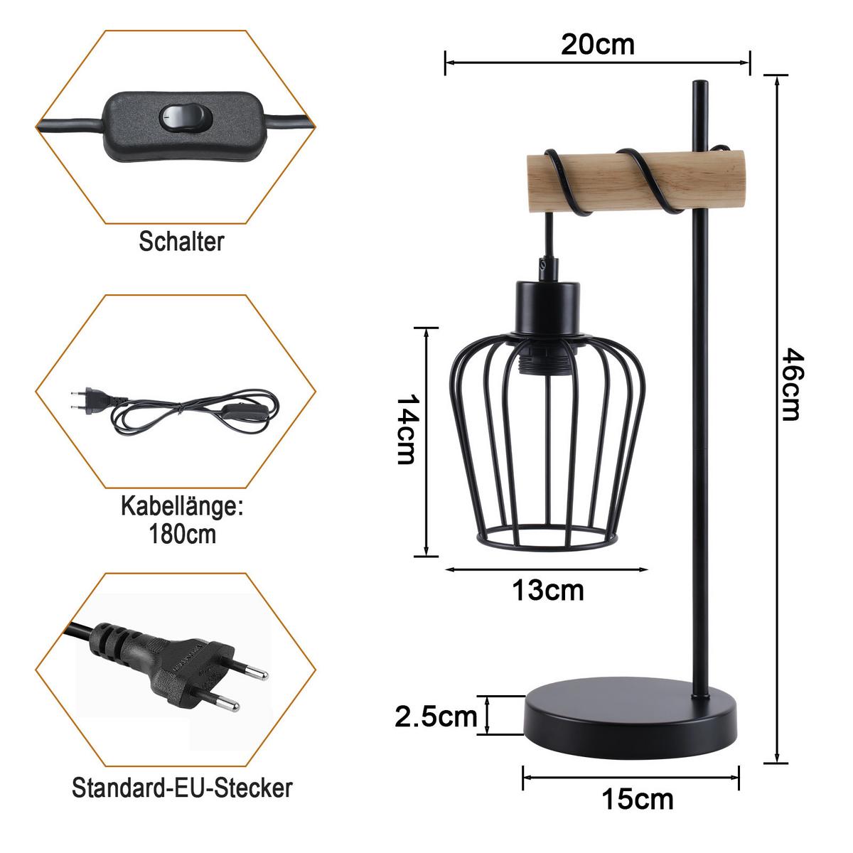 TISCHLAMPE Eira 46/20/15 cm - Braun, Metall (46/20/15cm) - ZMH