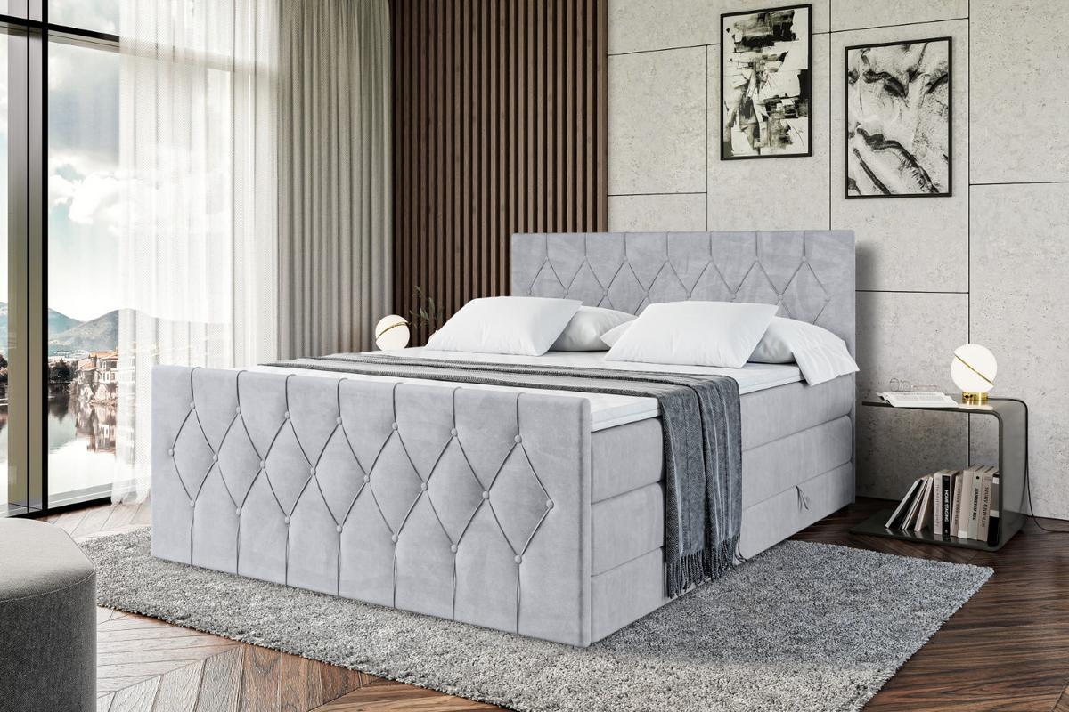 BOXSPRINGBETT VELANTO-Z KING - 120 x 200 - H3/H4 - Hellgrau - Hellgrau, Holzwerkstoff (120/200cm) - ALTDECOR