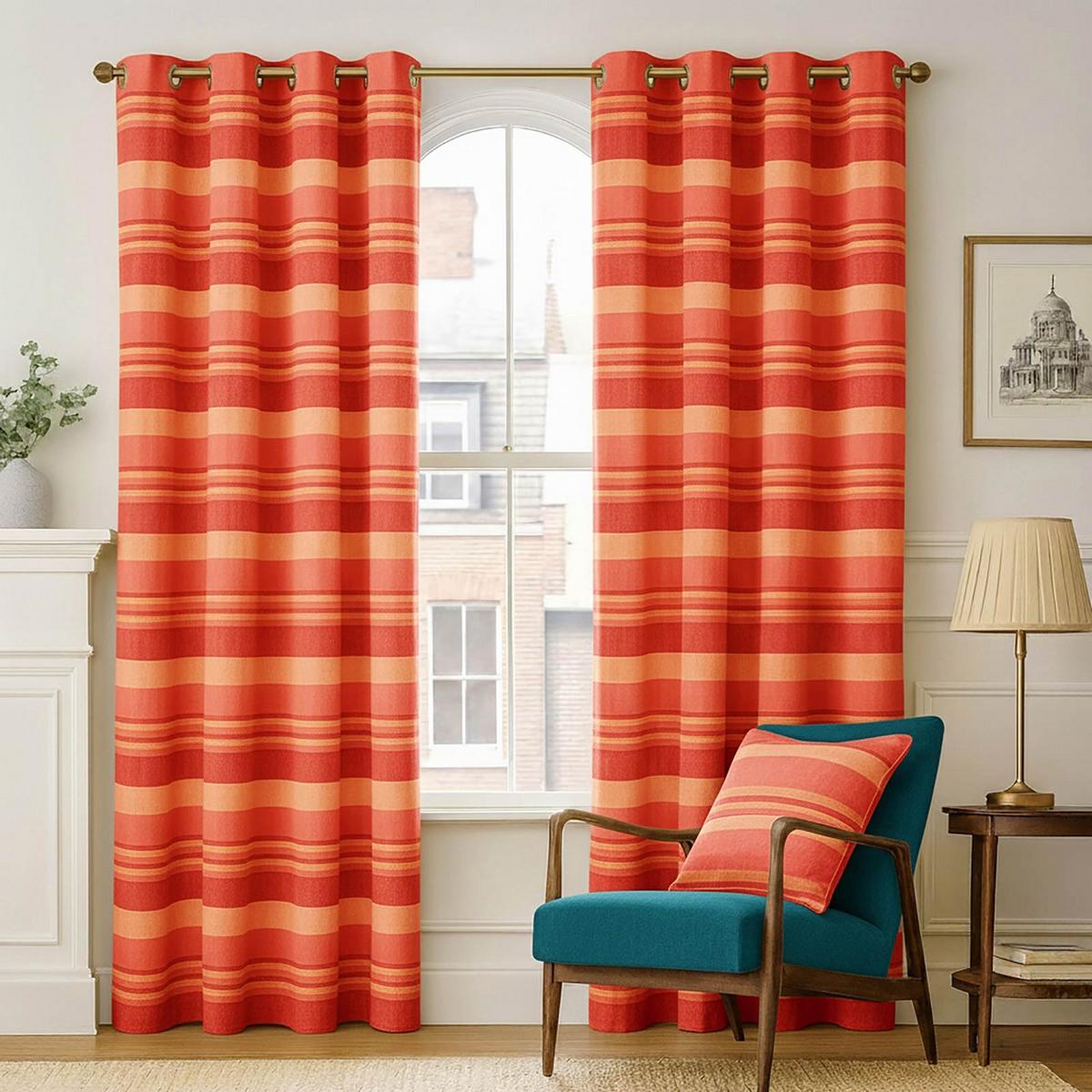 ÖSENVORHANG Morocco blickdicht 2er-Set, 167/182 cm - Terracotta, Textil (167/182cm) - Homescapes