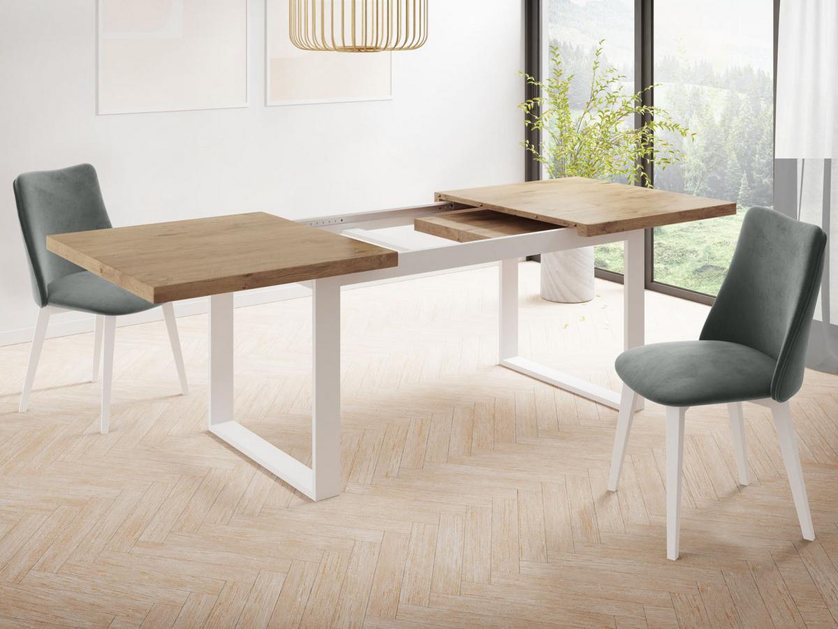 ESSTISCH Sana rechteckig ausziehbar, Lancelot Eiche 160/240/90/75 cm - Eichefarben/Weiß, Holzwerkstoff/Metall (80/200/75cm) - WFL GROUP