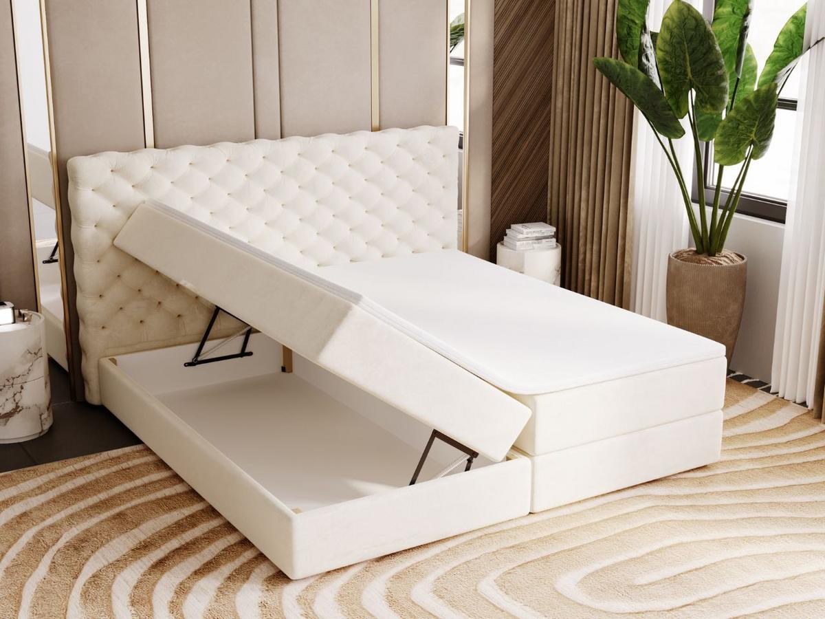 BOXBETT Bergamo 140x200 Beige - Beige/Schwarz, Holz/Textil (140/200cm) - Graingold