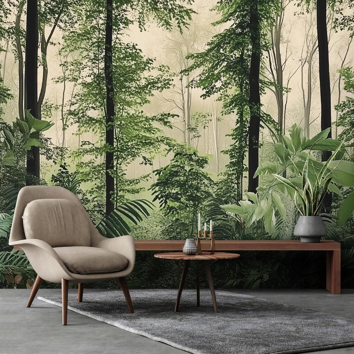 FOTOTAPETE Wald Bäume Natur Vlies Tapete Wohnzimmer 400x280 - Grün, Papier (400/280cm) - Wallarena