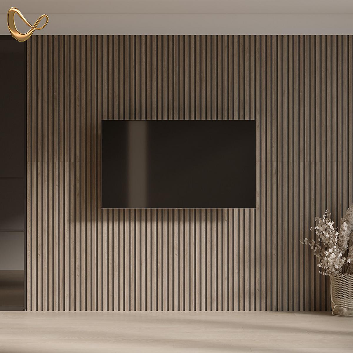 WANDPANEELE Grivola Nussbaum 12 Stück - Walnussfarben, Holzwerkstoff (120/40/1.8cm) - Livinity®