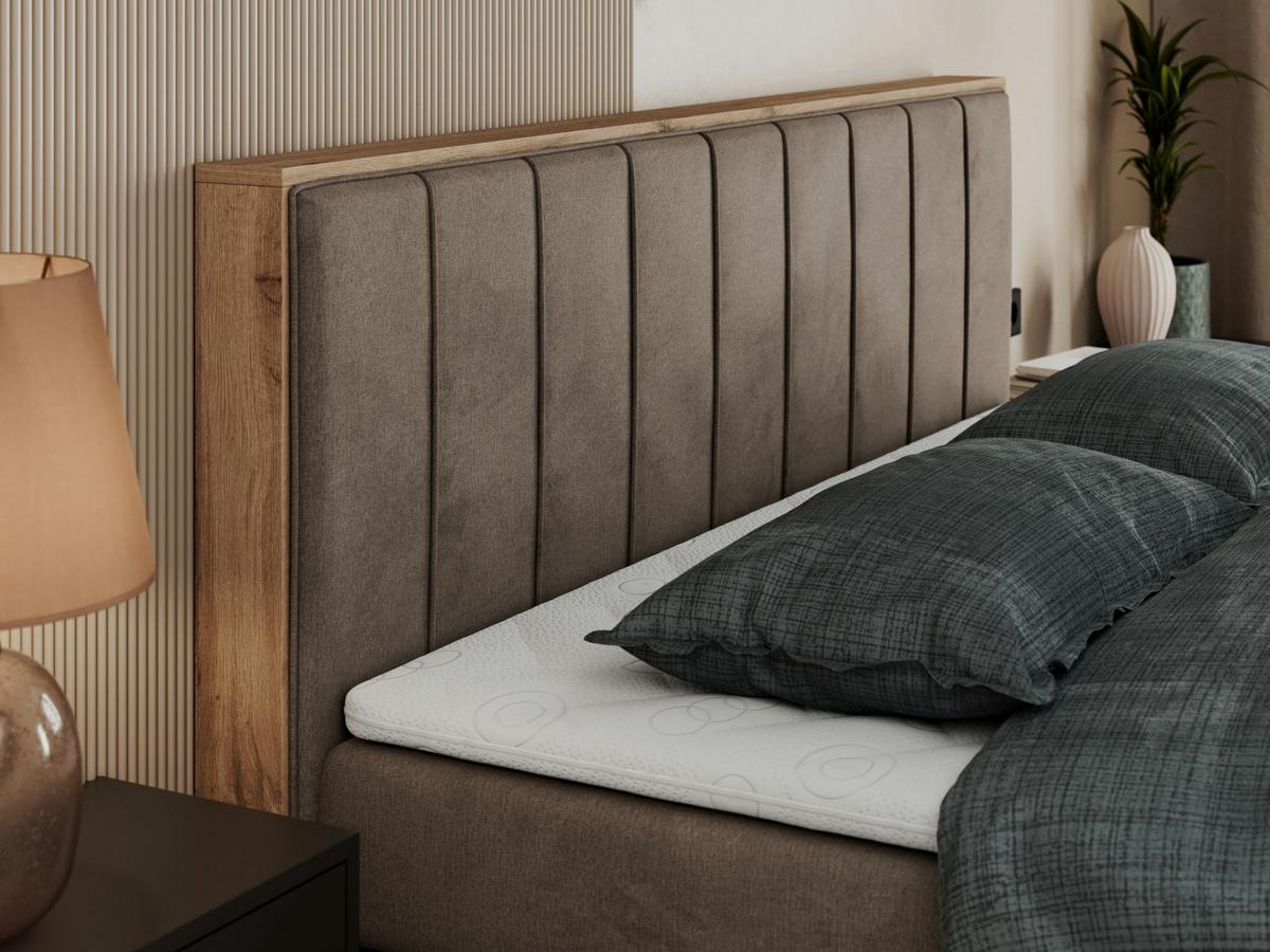 BOXSPRINGBETT BELLISSIMO KING 160/200 Braun Velvet - H4 - Braun, Holz/Textil (160/200cm) - MKS