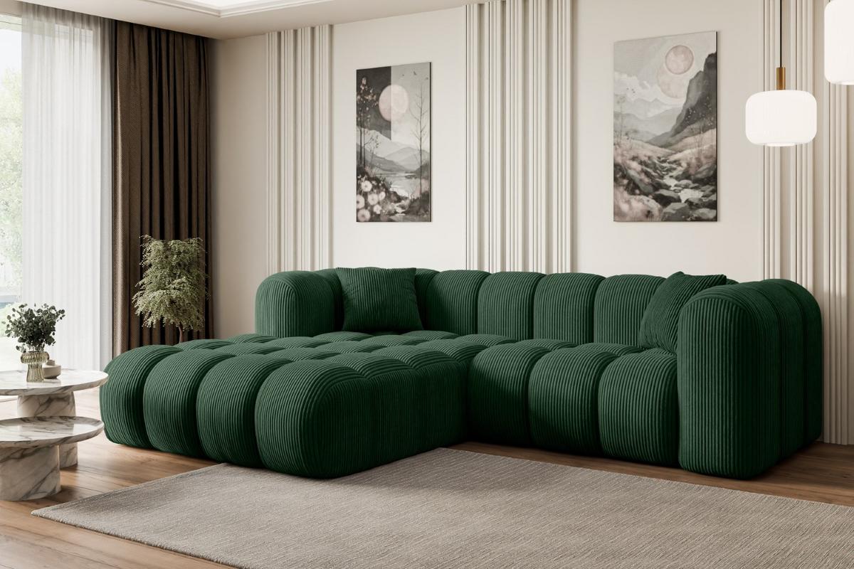 ECKSOFA Ottomane Links OLEA-L1 - 231x173x74 cm Grün - Schwarz/Rosa, Holzwerkstoff/Kunststoff (190/242cm) - ALTDECOR