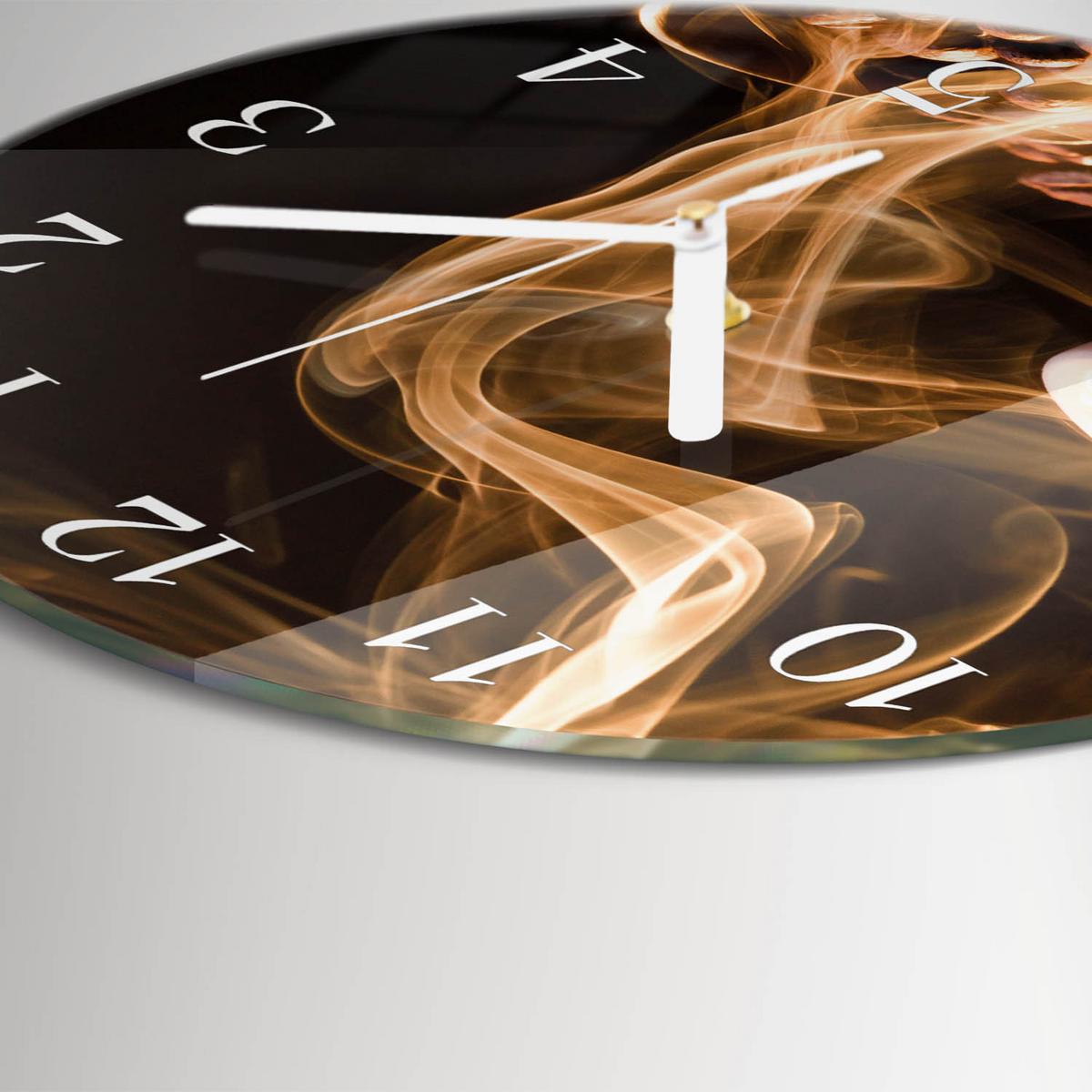 WANDUHR aus Glas Ø30 cm - Tasse Kaffee - Braun, Glas (30/30/0.4cm) - TULUP