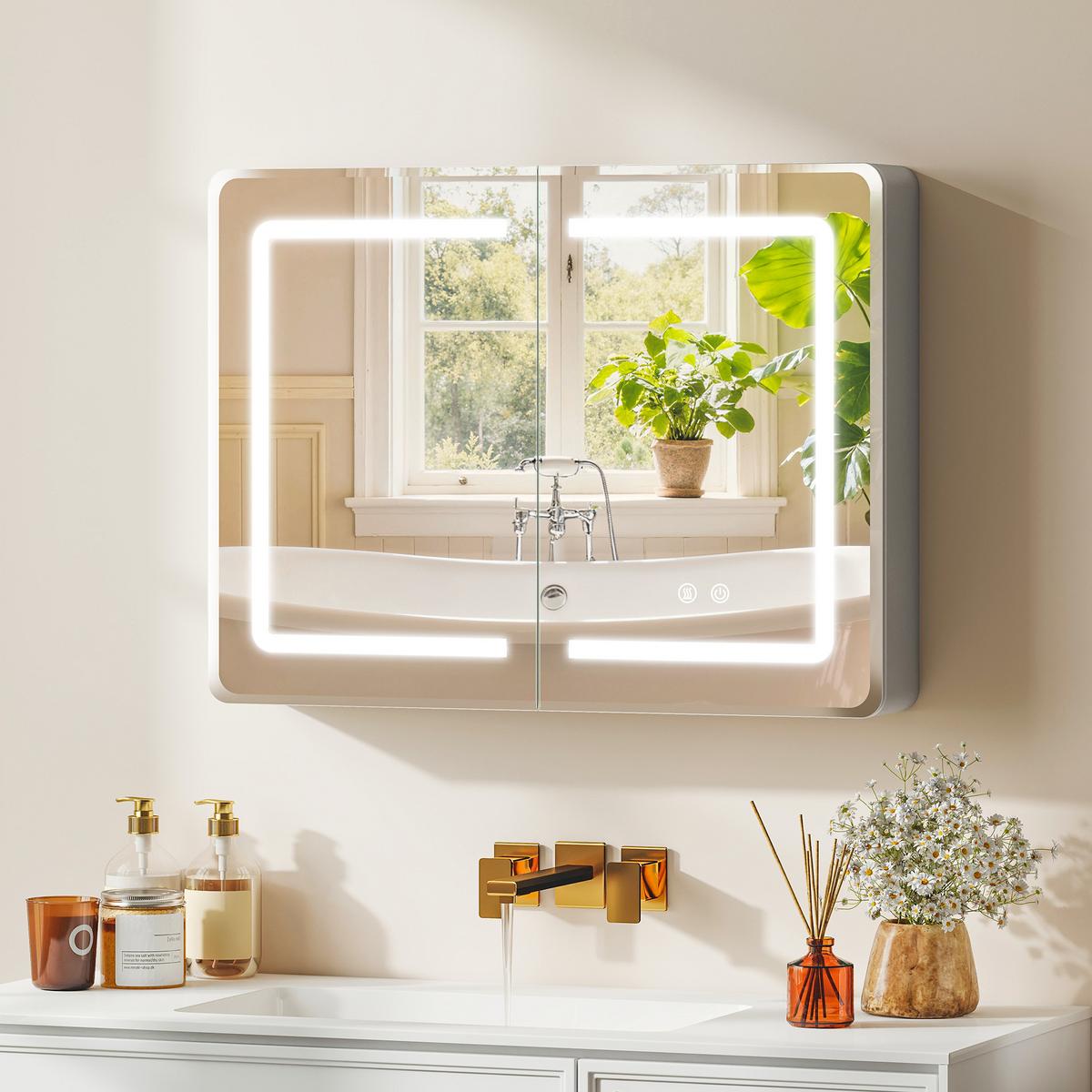 SPIEGELGLAS mit Sicherheitsglas aus Aluminium Silber - Silberfarben, Glas (13.5/60/80cm) - HOMCOM