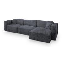 ECKSOFA TOLMO Graphitfarben Kordstoff mit Schlaffunktion - Graphitfarben/Grau, Holz/Kunststoff (347/148cm) - MASSENO