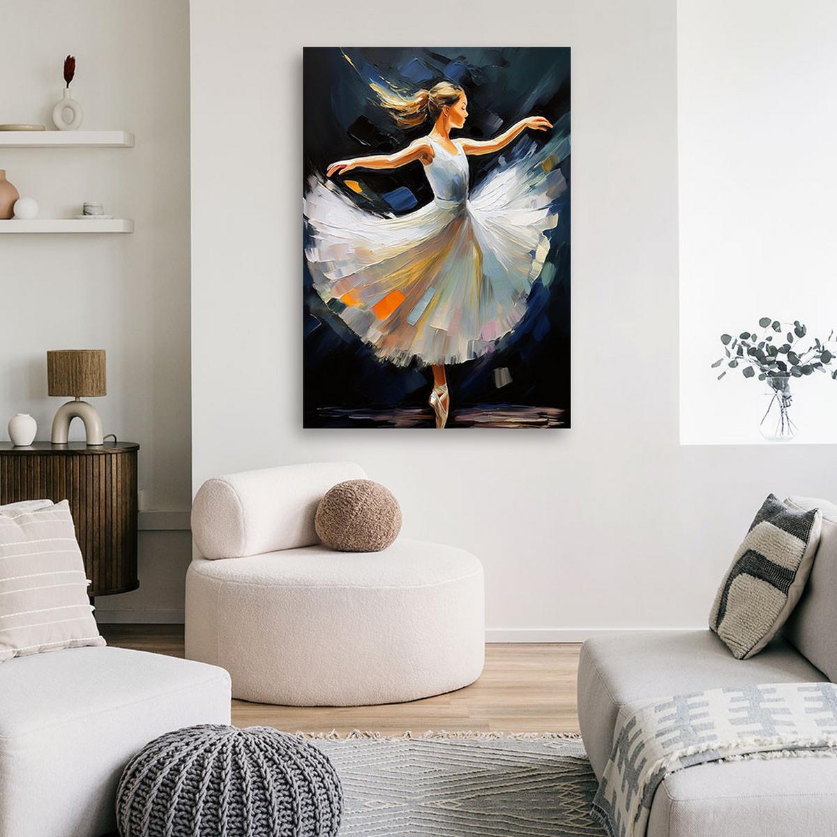 WANDBILD ballerina tanzmusik - Weiß, Textil (40/60cm) - Feeby