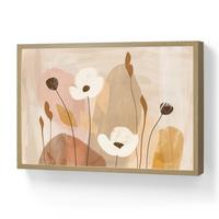 WANDLEUCHTE MIT AKKU Blumen - Abstrakt - Beige - Strichzeichnung 60x40 cm - Sandfarben, Holzwerkstoff (60/40/8cm) - OnlyWow